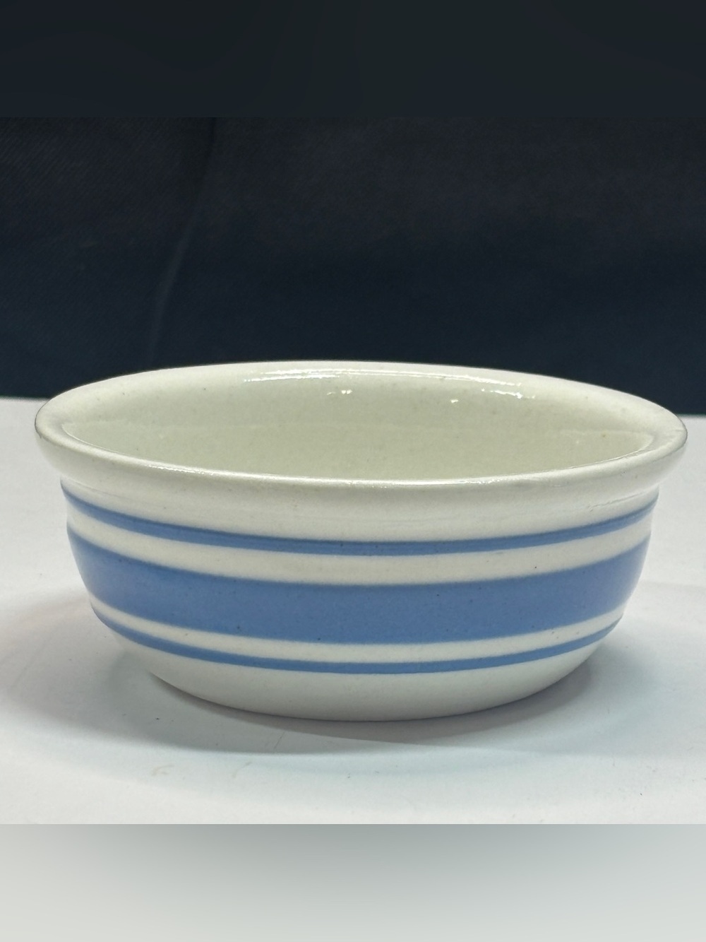 Weller Pottery Salesman Sample Rare Blue Ringed Dish Crock